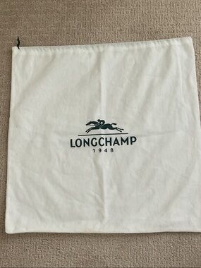 Longchamp XL Dust Bag - 19 x 19 - Cream with Dark Green Logo